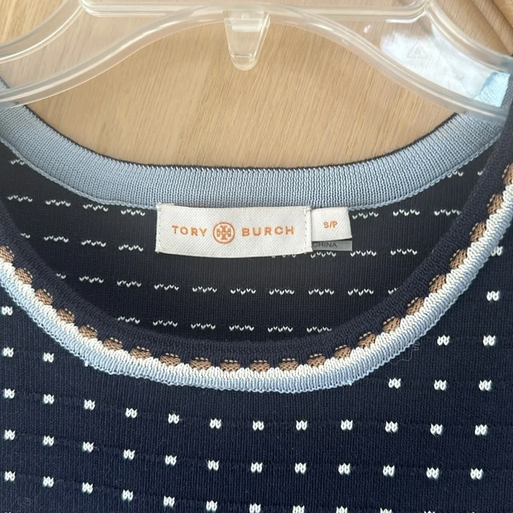 🔥🆕 TORY BURCH navy geo stitch knit dress SIZE SMALL